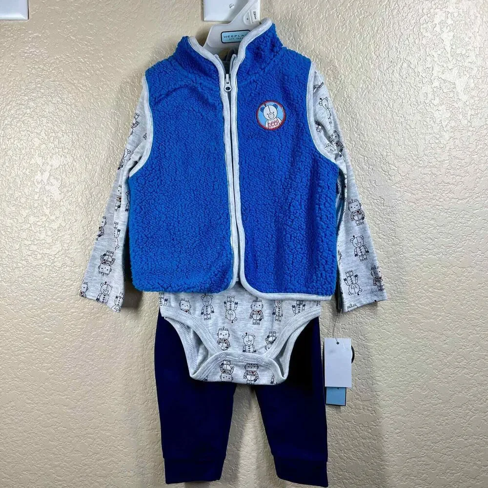 Wee Play Boy blue 3 piece Set  size 24 months  warm cozy play